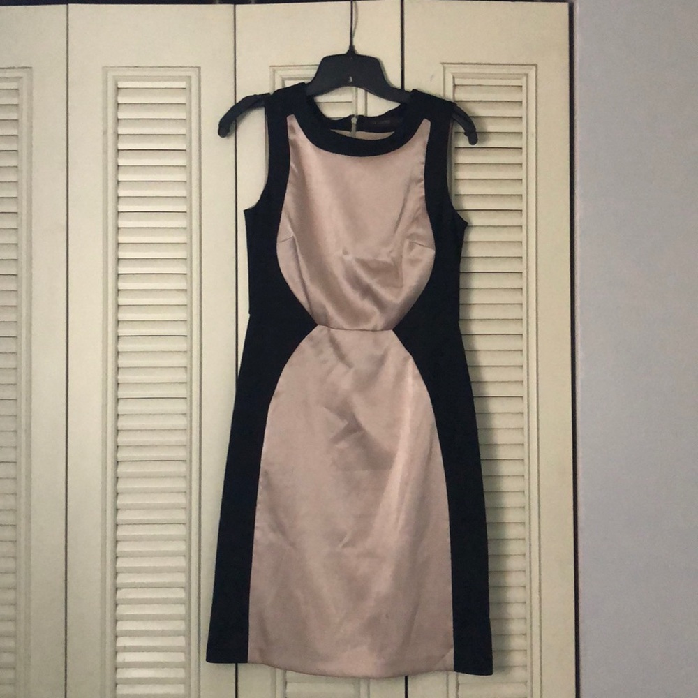 Black and cream sheath dress